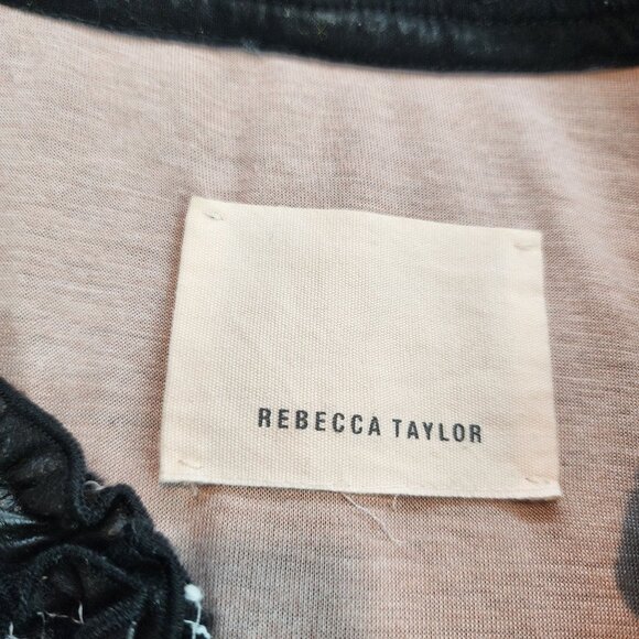 Rebecca Taylor Tweed Ruffle Ribbon Hem Open Front Blazer Jacket Black White sz L - Picture 4 of 11